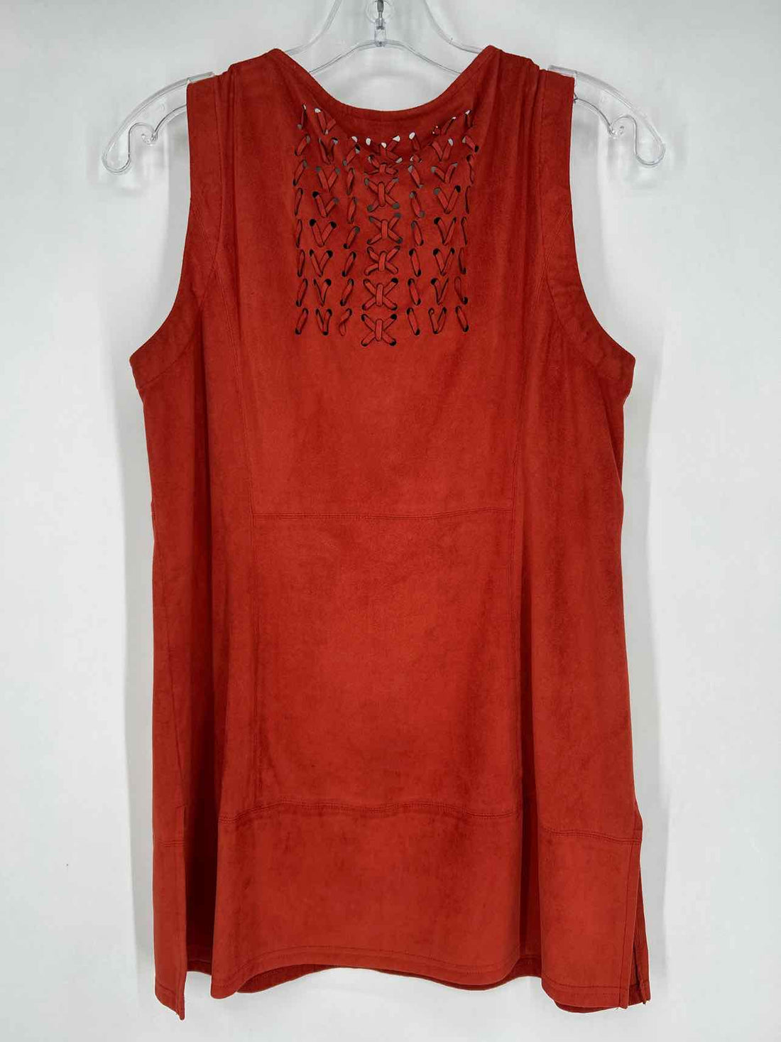 John Mark Size M Red Clay Faux Suede Sleeveless
