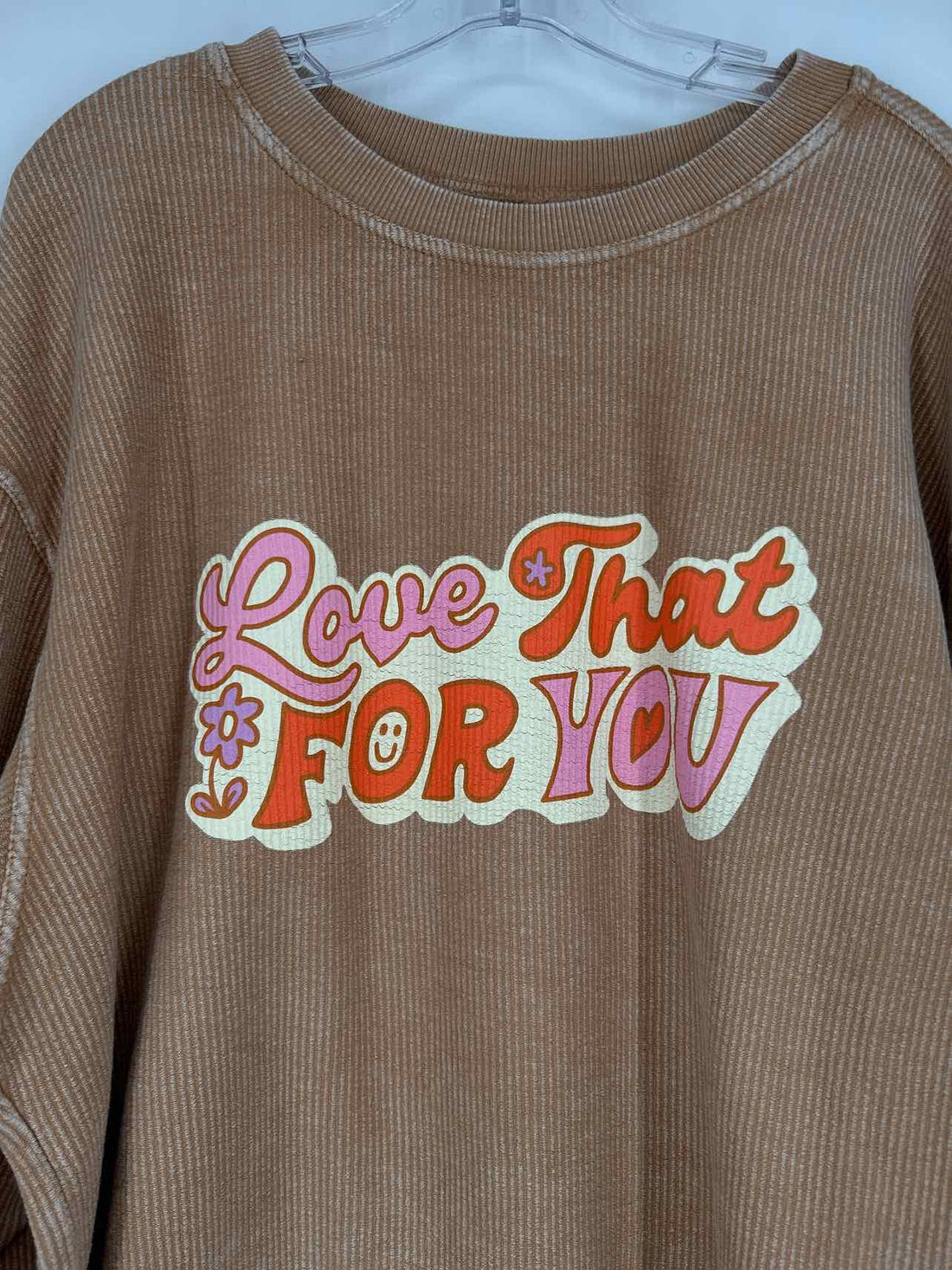 Chicka-D Size L Washed Tan Ribbed NWT Long Sleeve