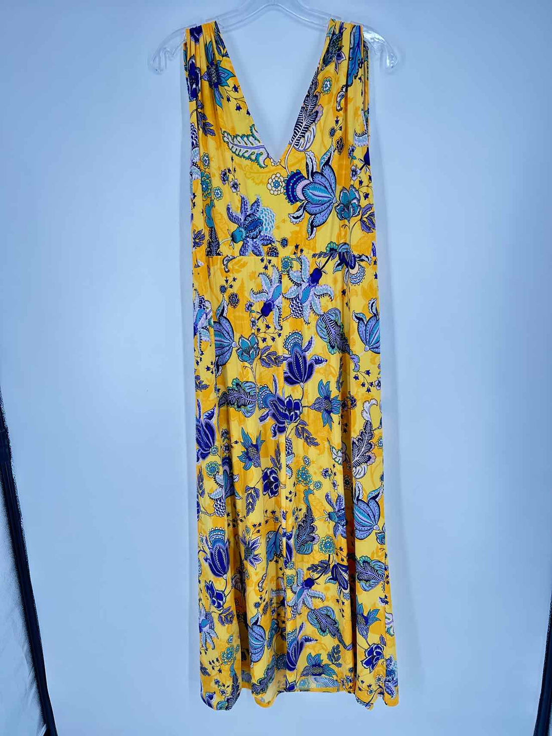 Iman Size XLP Yellow Floral Sleeveless Maxi