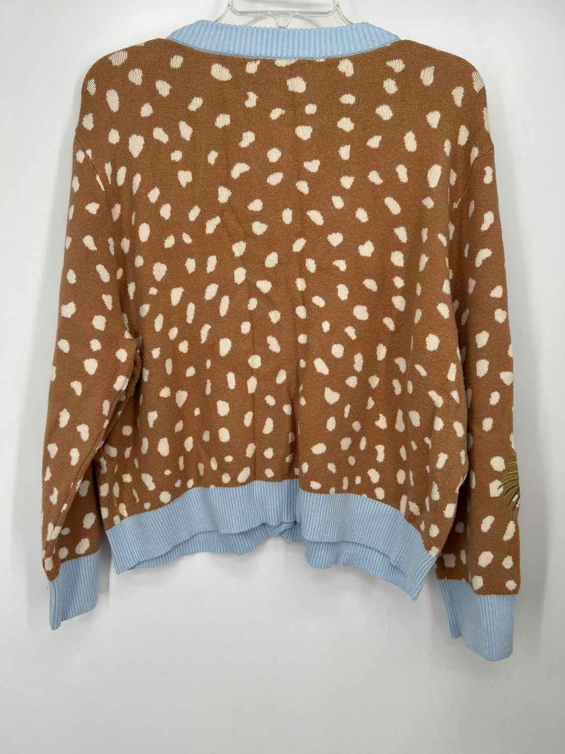 Never Fully Dressed Size L Tan Print Embroidered Cardigan