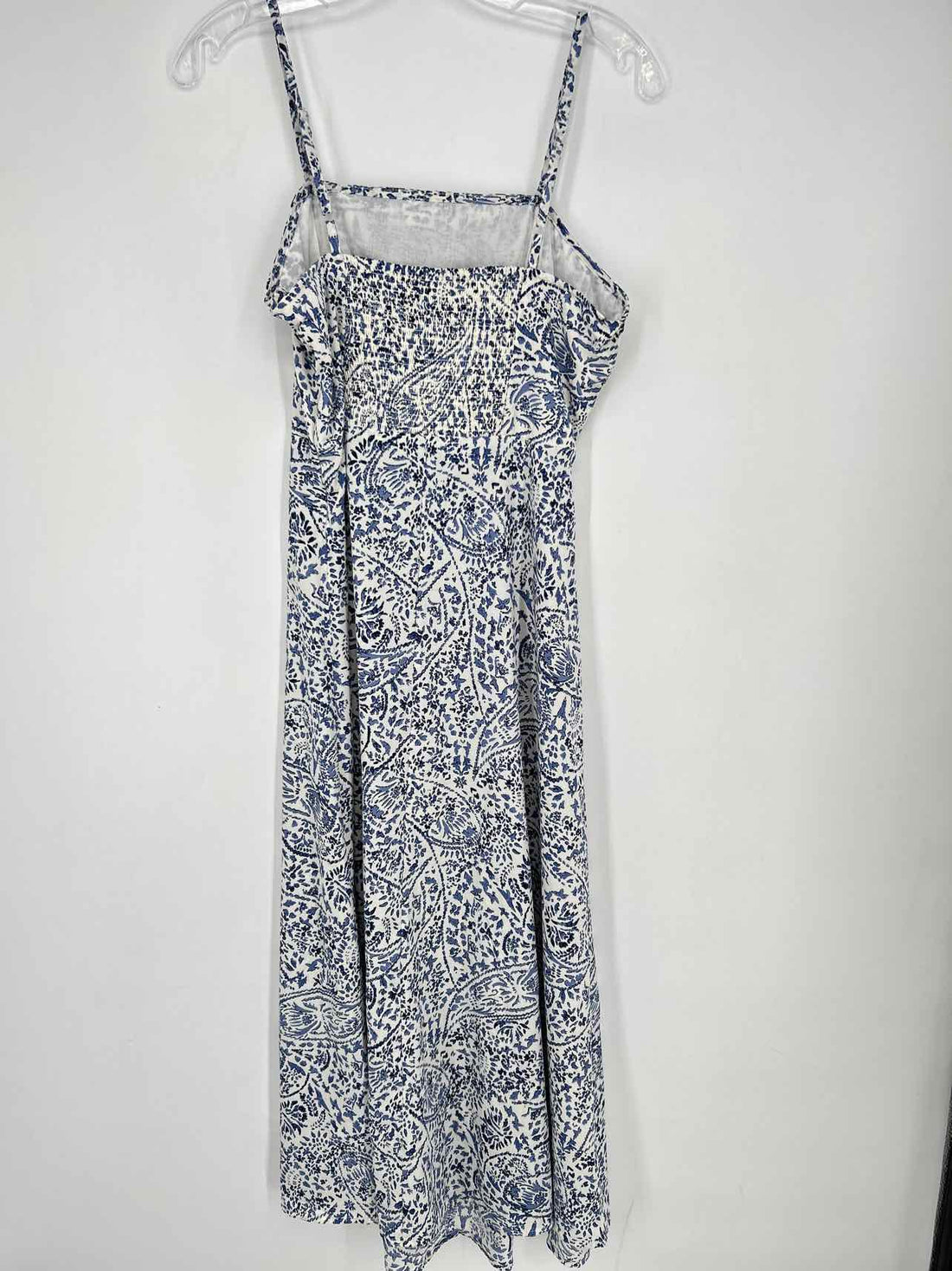 THML Size S White & Blue Print Strapless Dress
