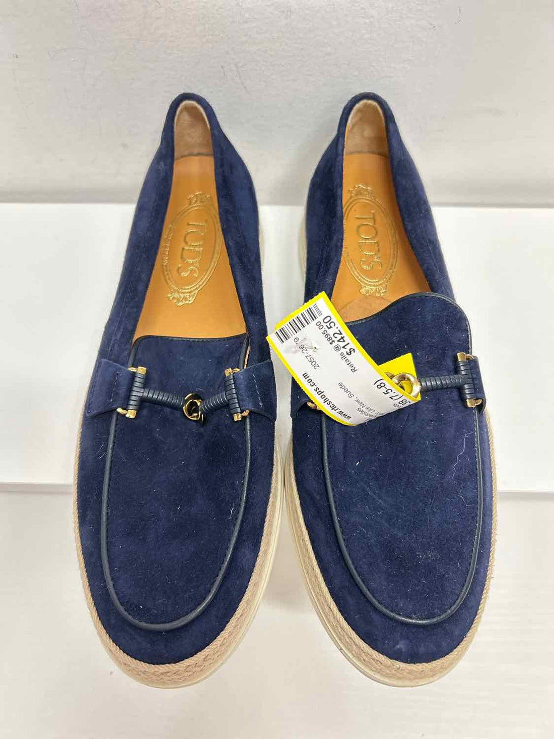 Tods Women Size 38 (7.5-8) Navy Like New Suede Espadrilles