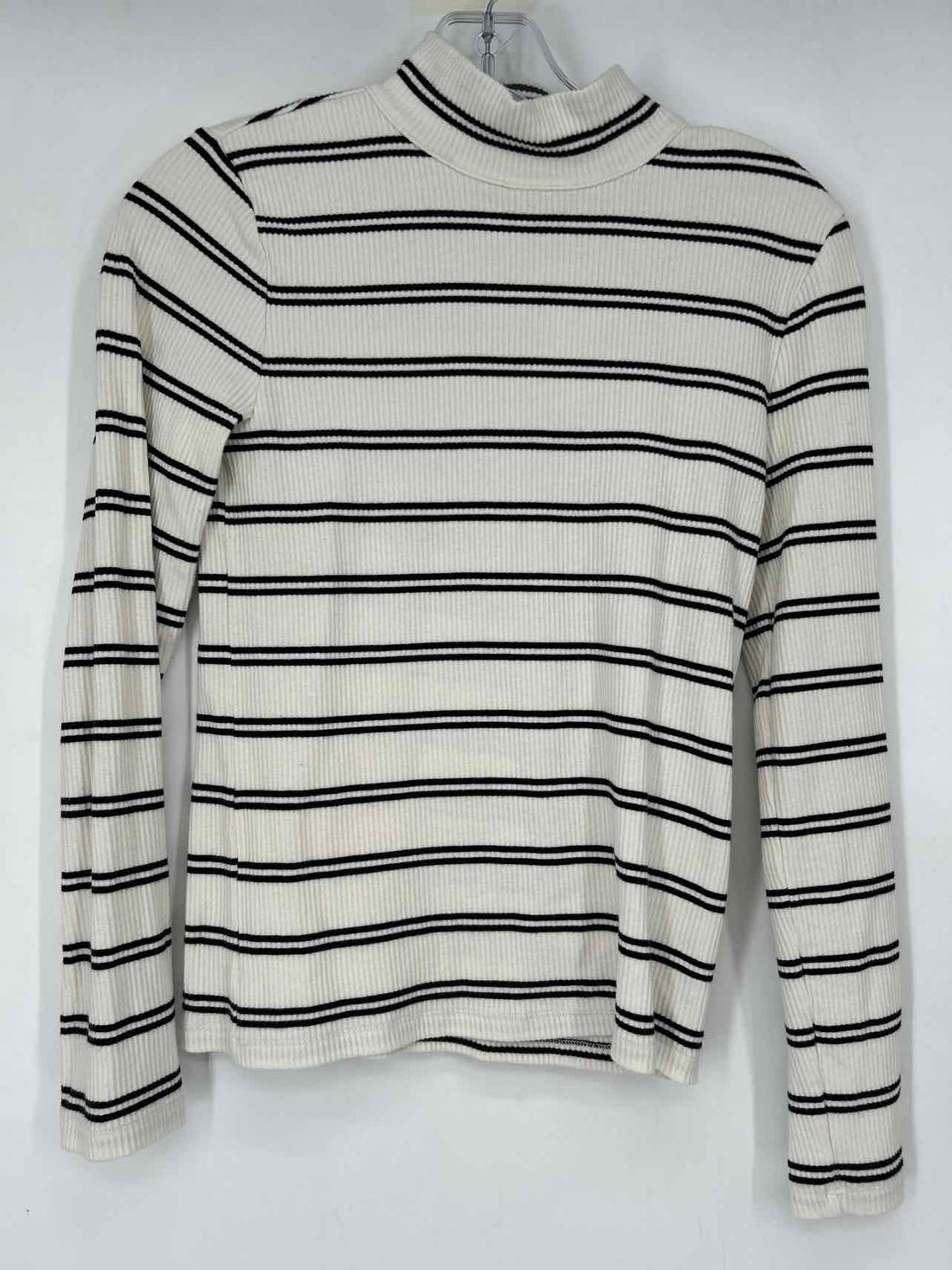 Talbots Size S White & Black Striped Long Sleeve