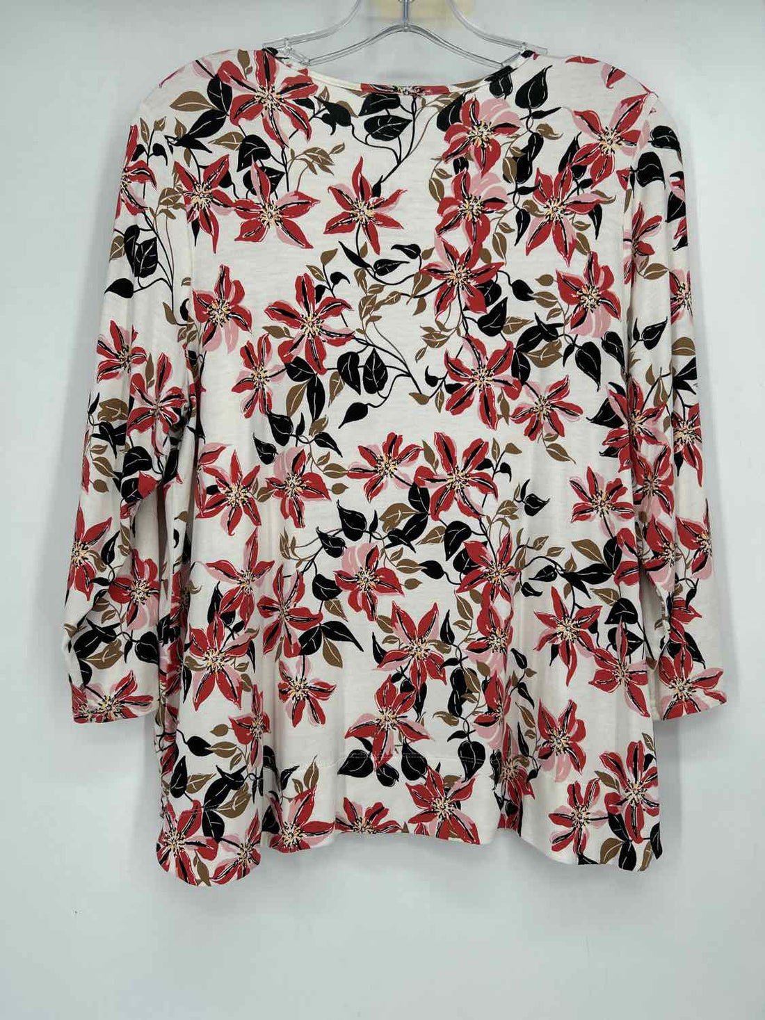 J Jill Size MP White & Pink Floral Long Sleeve
