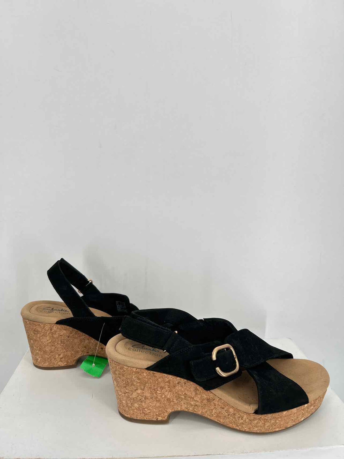 Clarks Women Size 11 Black Cork Wedges