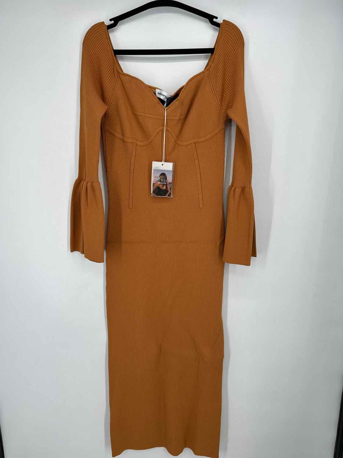 Self Portrait NWT Size XL Mustard Long Sleeve Dress