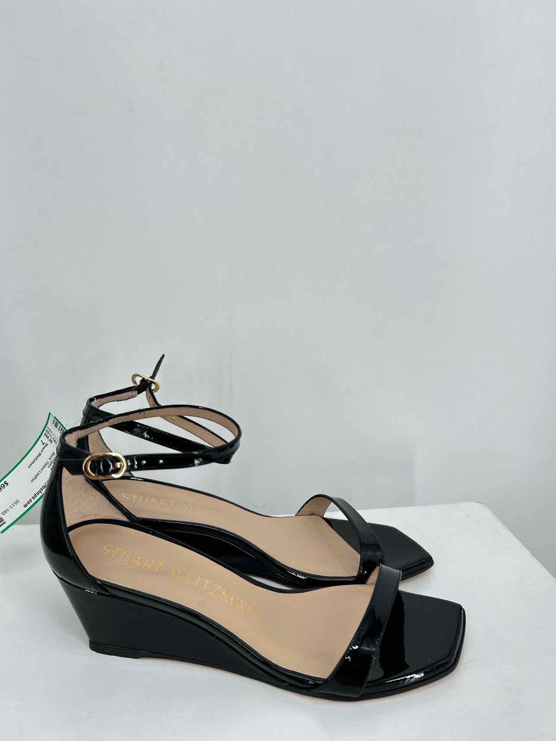 Stuart Weitzman Women Size 7 Black Patent Leather Wedges