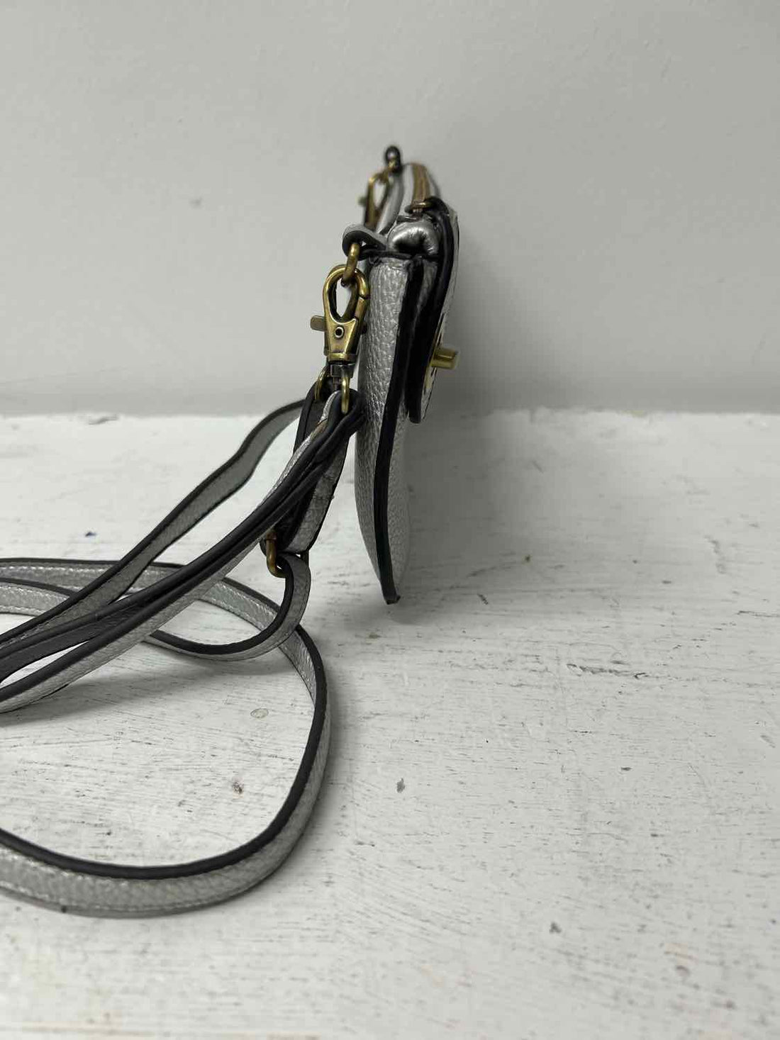 Joy Susan Silver Faux Leather Pre Owned Crossbody