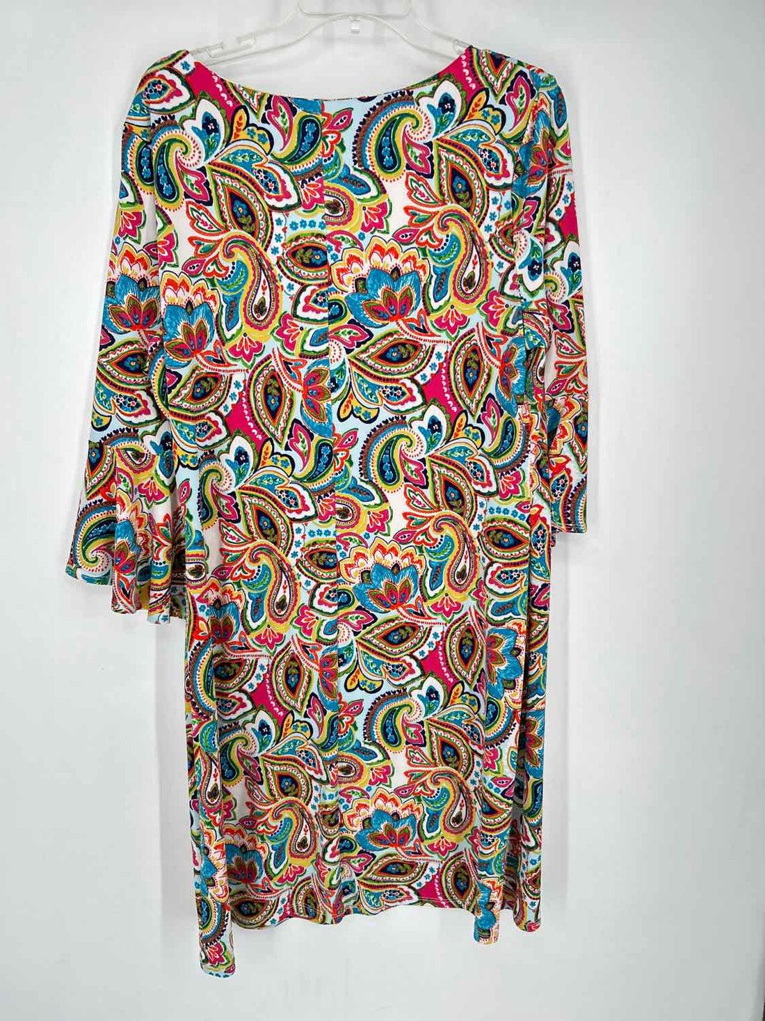 Leslie Fay Size 14 Light Blue Paisley Long Sleeve Dress