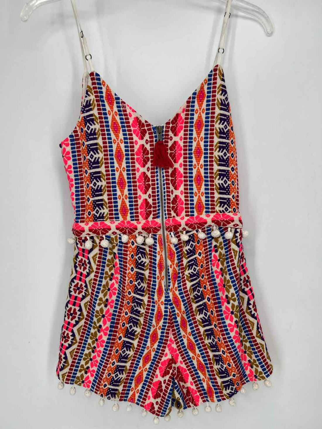 Saylor Size S White Multi Embroidered Sleeveless Rompers