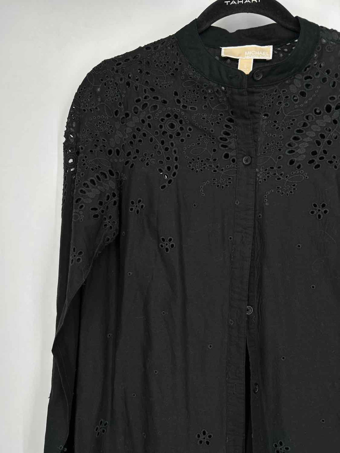 Michael Kors Size S Black Eyelet Long Sleeve Dress