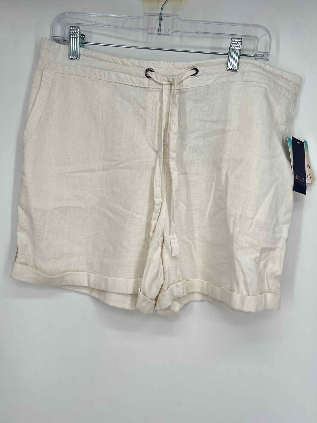 Per Se Size L White Linen/Viscose NWT Shorts