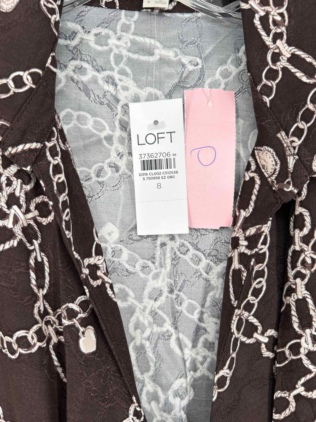 Loft Size 8 Dark Brown Print NWT Dress