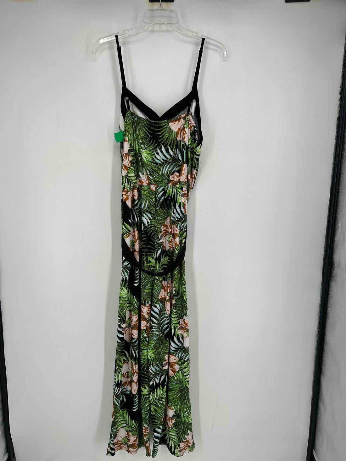 Hope & Harlow Size XL Black Palm Print Jumpsuit