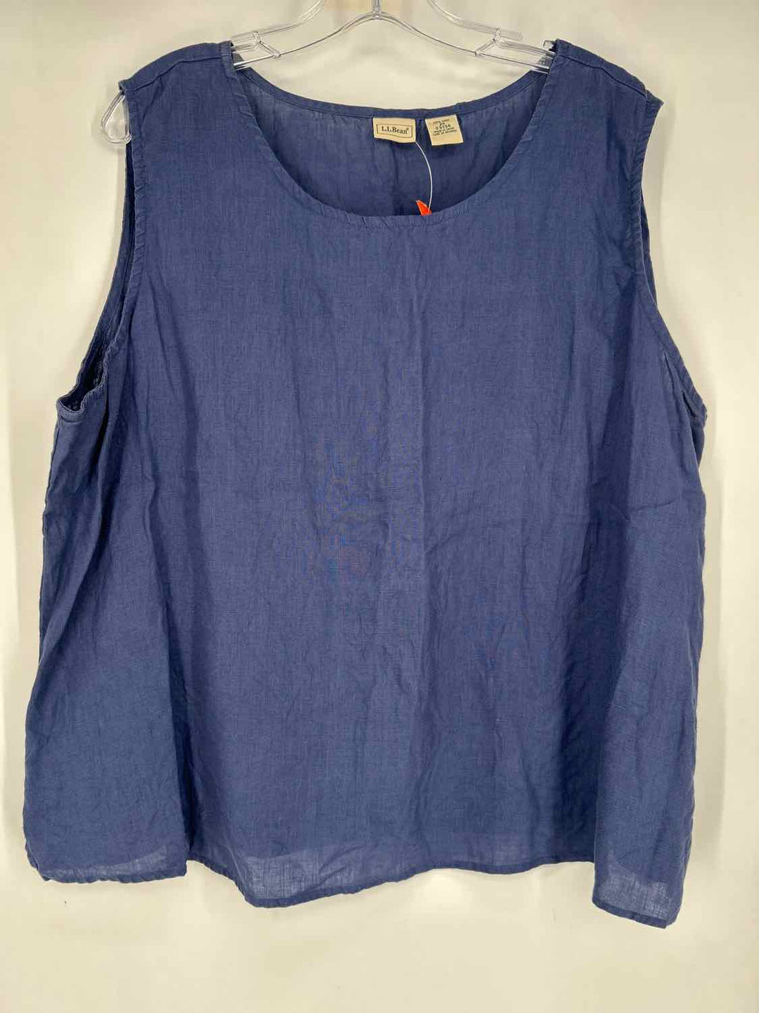 L L Bean Size 2X Dusty Blue Linen 100% Sleeveless Top/Blouse