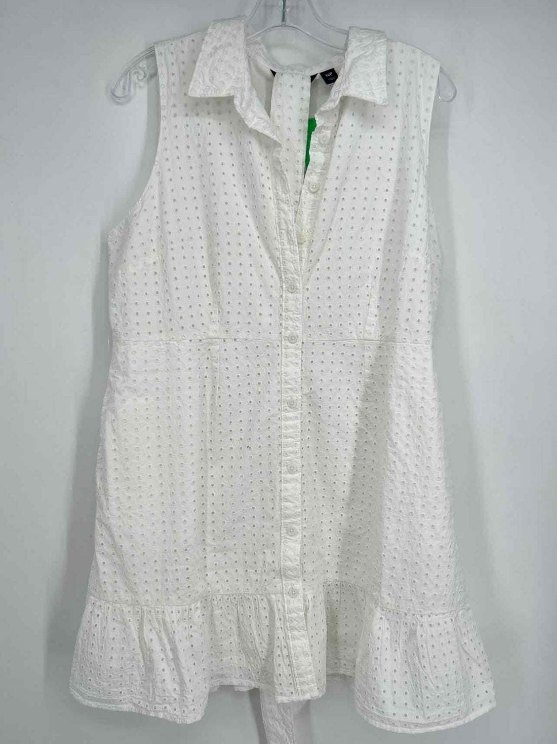 Land's End Size 14P White Eyelet Sleeveless Dress