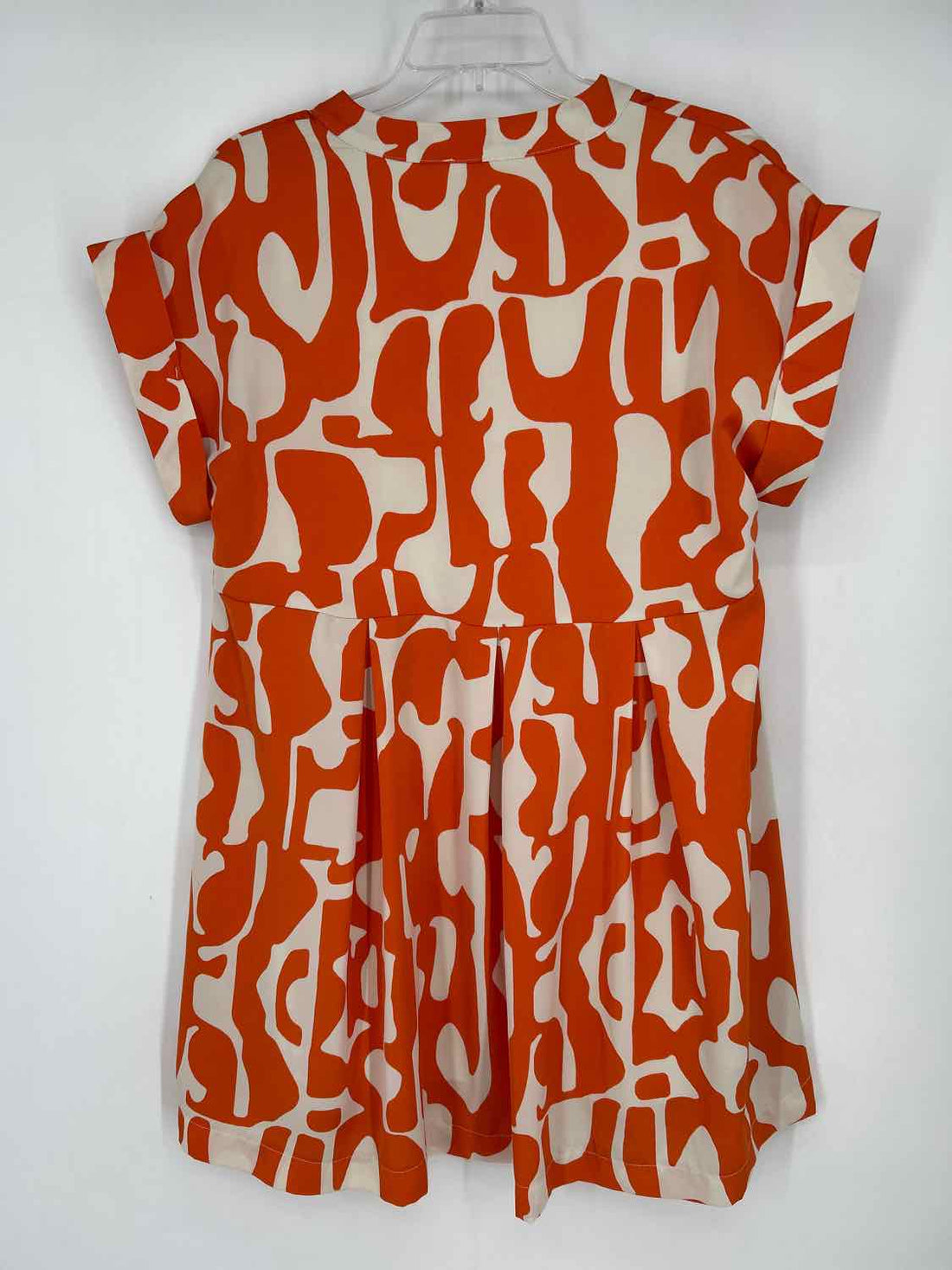 Entro Size S Orange & White Short Sleeve Dress