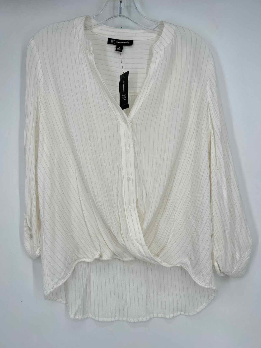 INC Size S White & Gold Shimmer NWT Long Sleeve