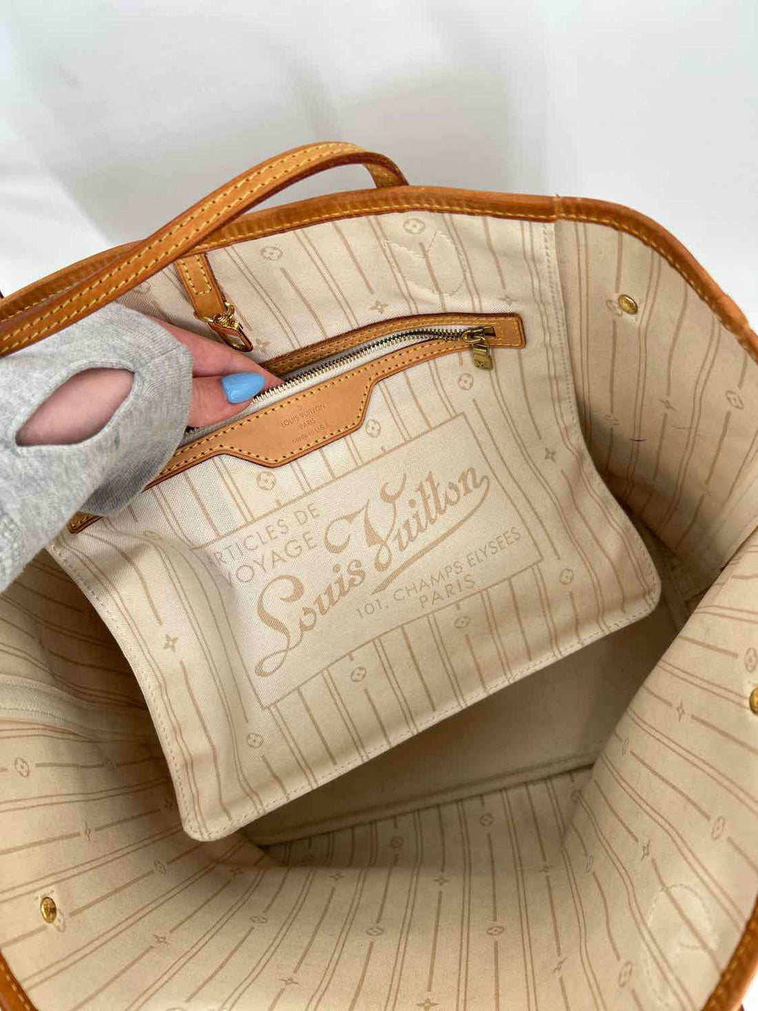 Louis Vuitton Neverfull MM Azur Damier Coated Canvas Tote