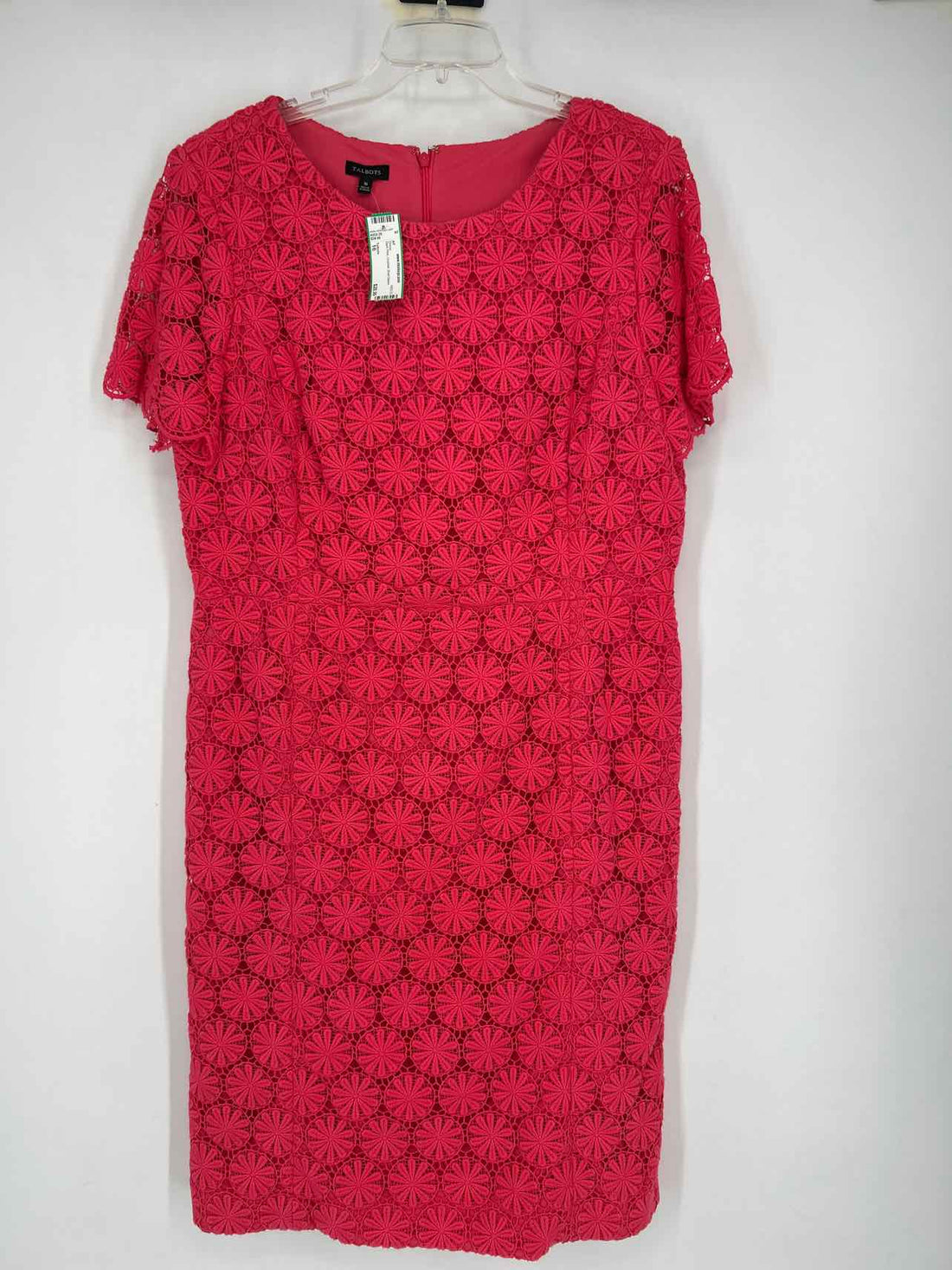 Talbots Size 16 Dark Pink Crochet Short Sleeve Dress