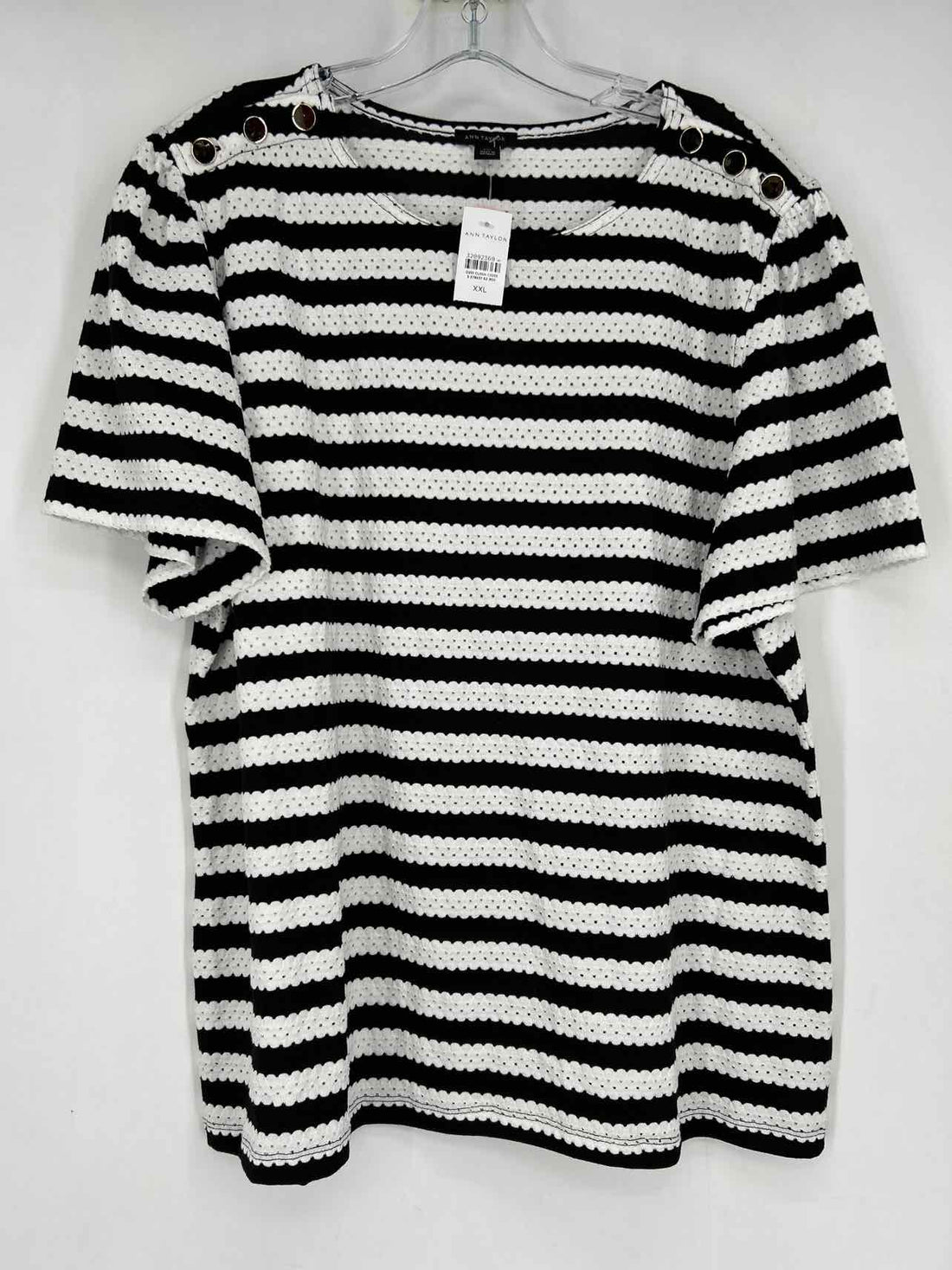 Ann Taylor Size XXL Black & White Striped NWT Top/Blouse