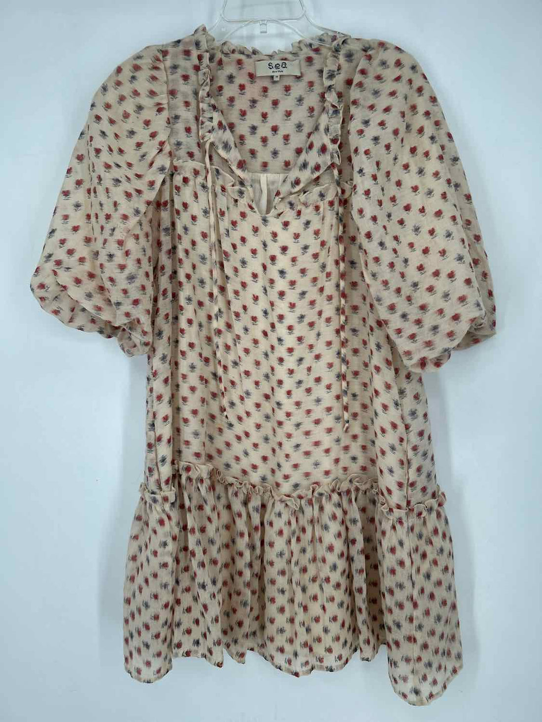 Sea New York Size M Beige Floral Short Sleeve Dress