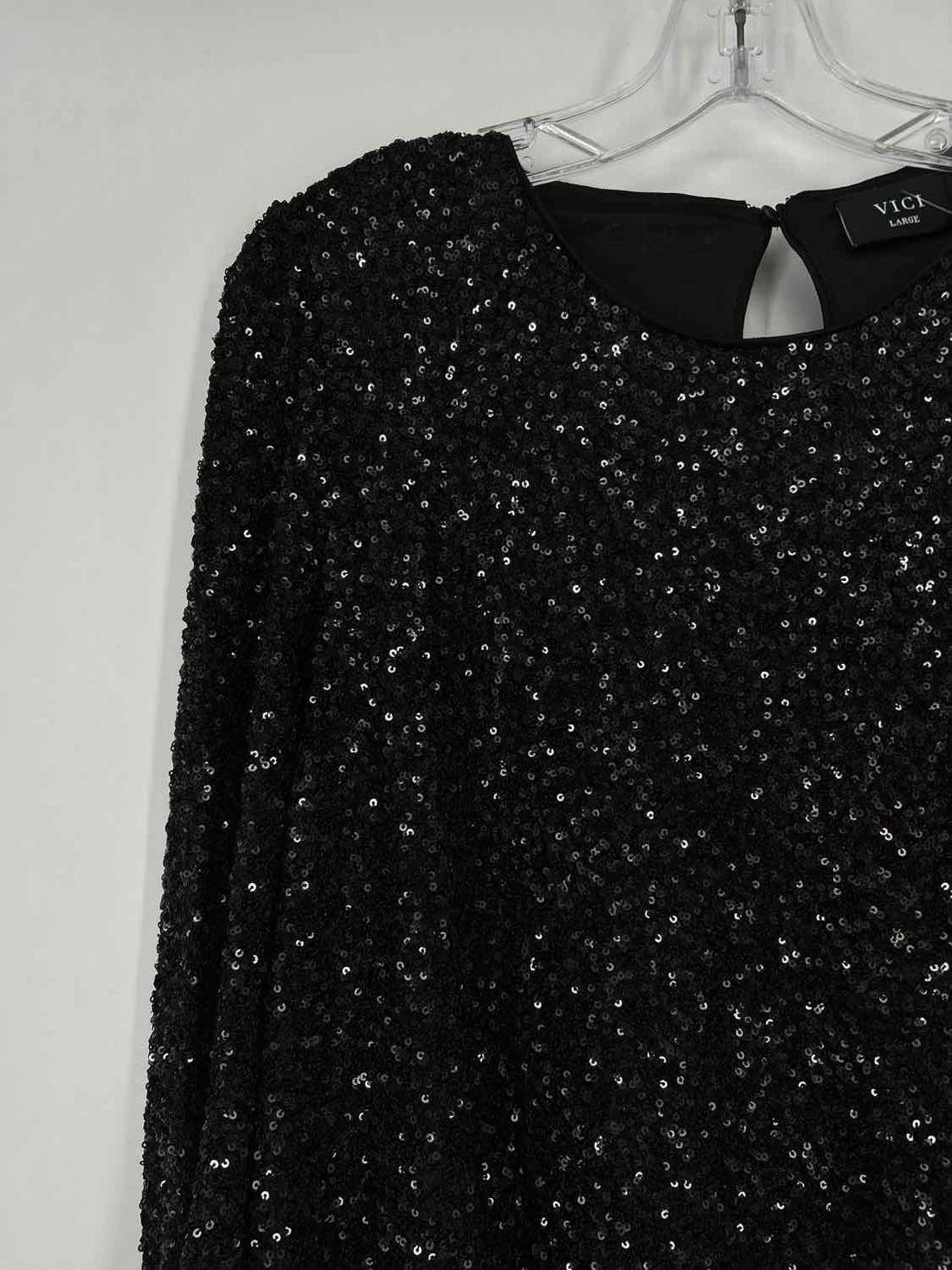 Vici Size L Black Sequined Long Sleeve