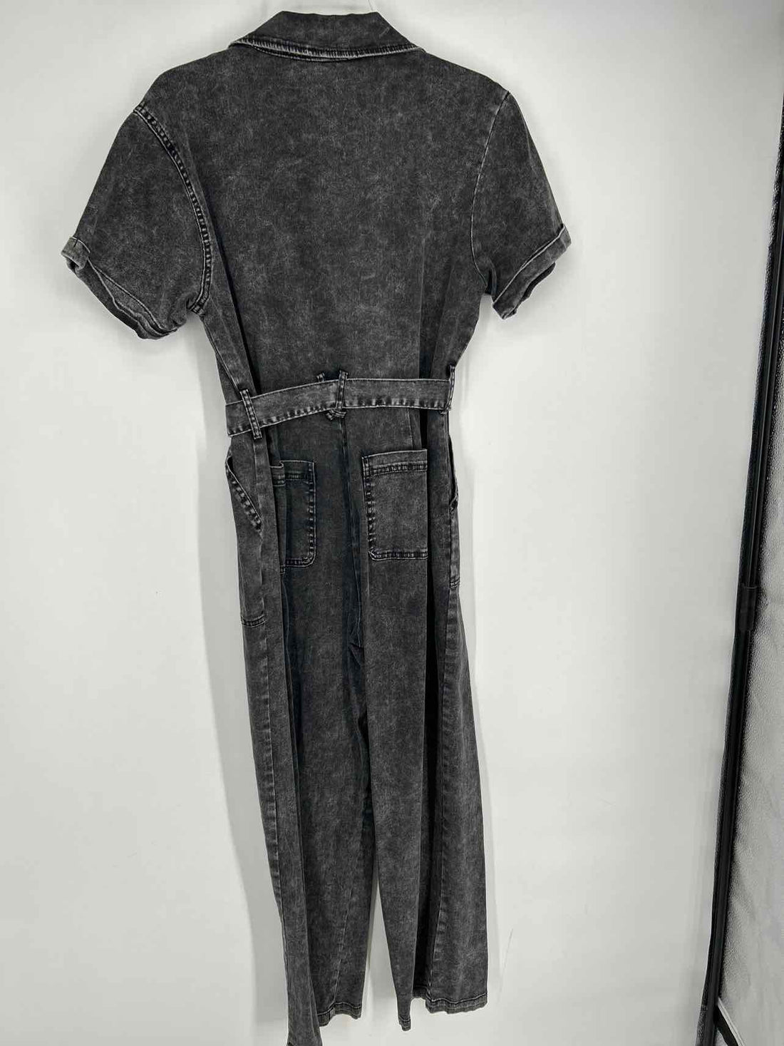 Skies are Blue Size L Charcoal Denim Short Sleeve Jumpsuit
