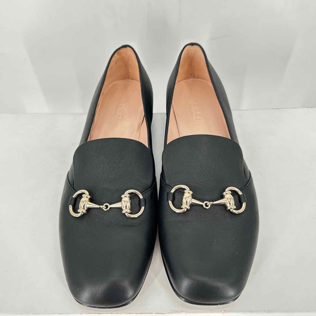 Gucci Loafer with horsebit Women Size 38.5 Black Pre Owned Leather LUXURY