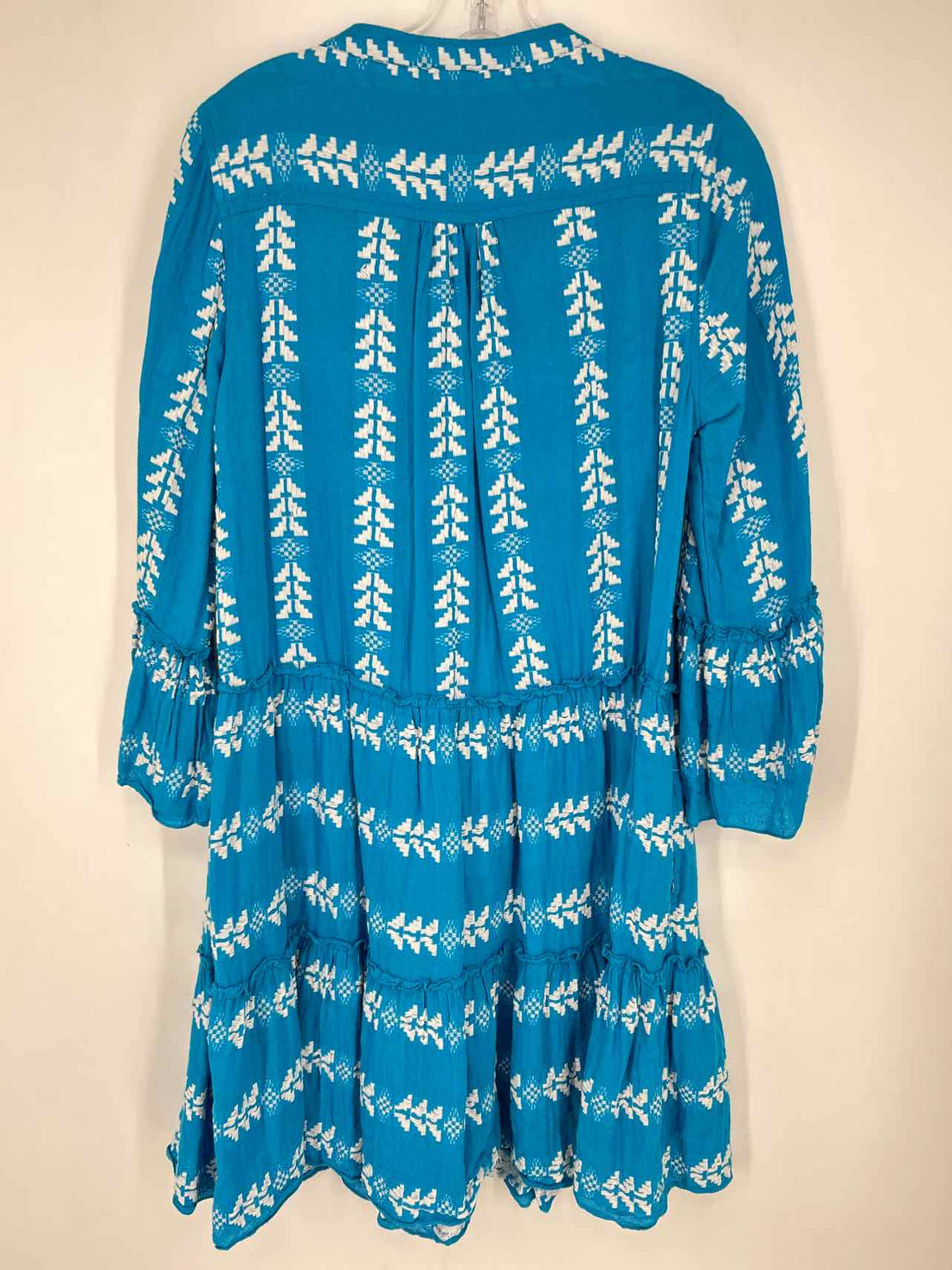 Elan Size L Blue & White Long Sleeve Dress
