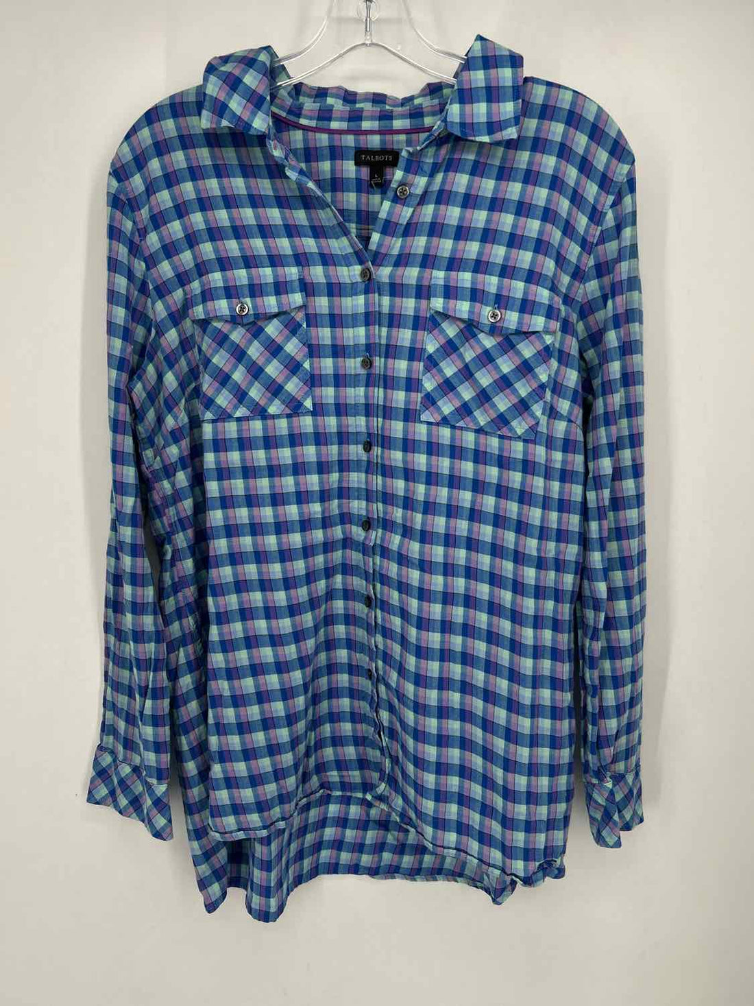 Talbots Size L Blue & Purple Long Sleeve