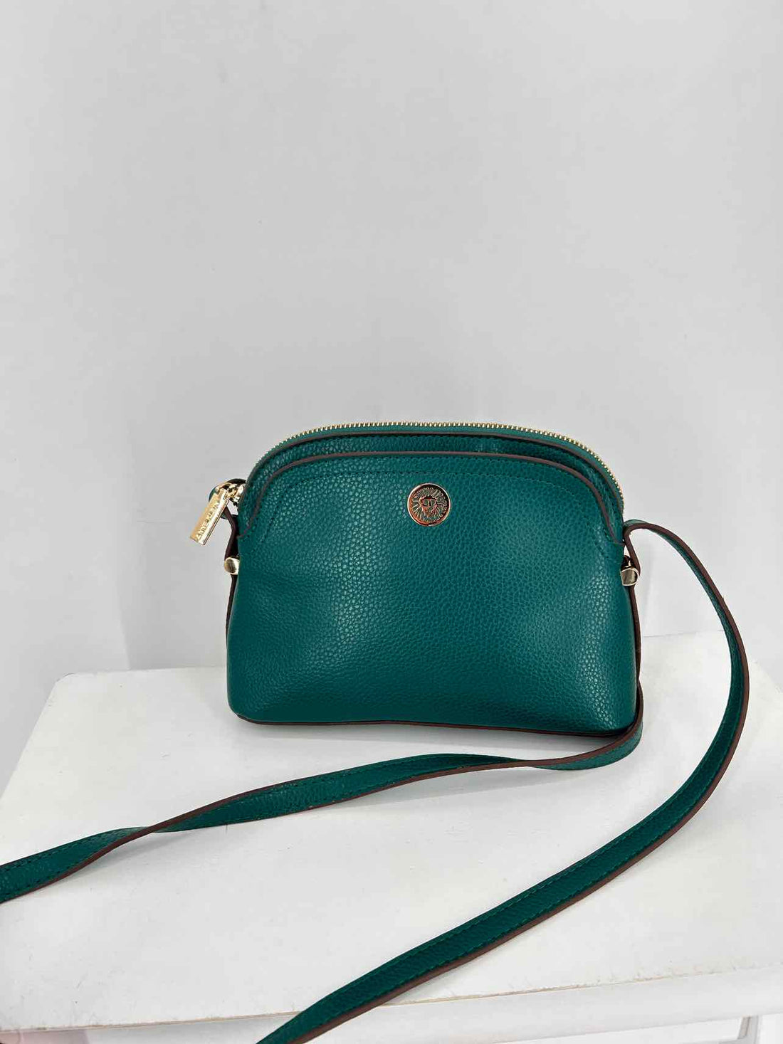 Anne Klein Dark Green Faux Leather Pre Owned Crossbody