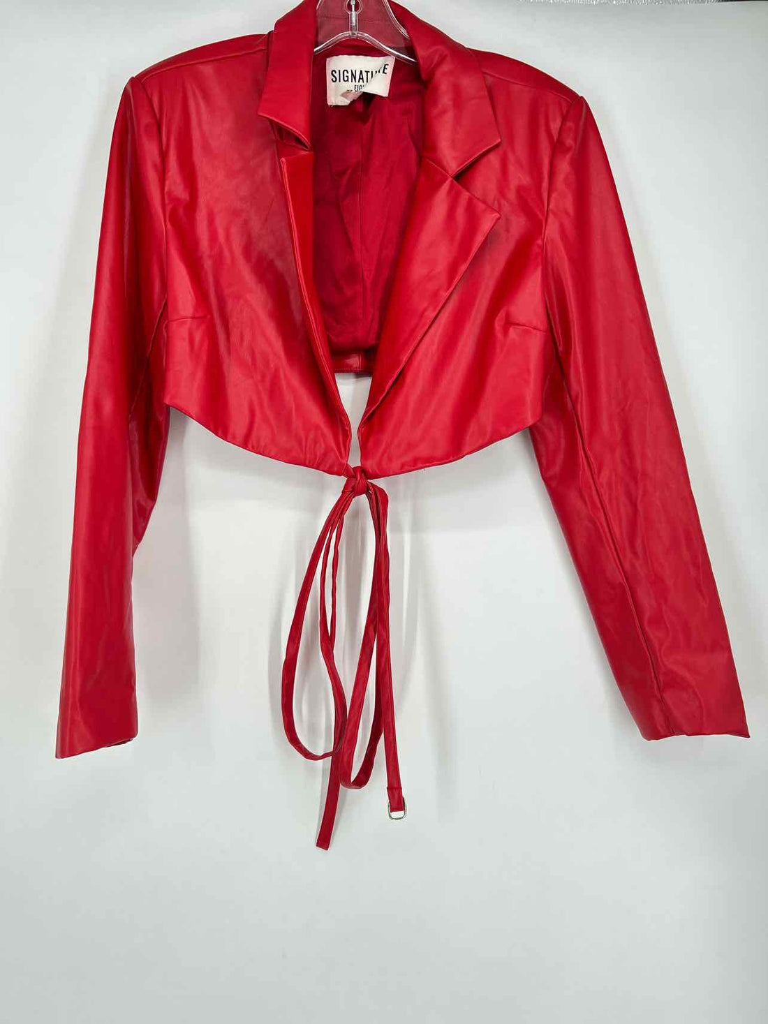 Signature Eight Size S Red Faux Leather Jacket