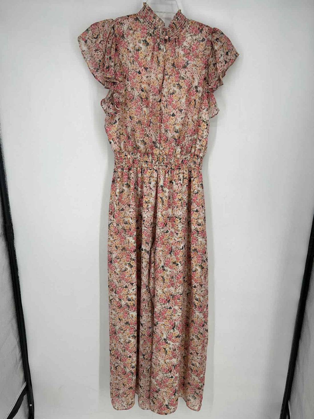 1 State Size XL Beige & pink floral Short Sleeve Dress