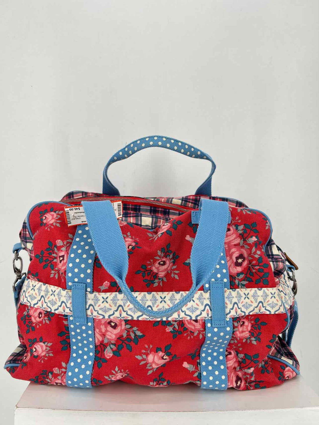 Matilda Jane Red & Blue Print Canvas Pre Owned Duffel