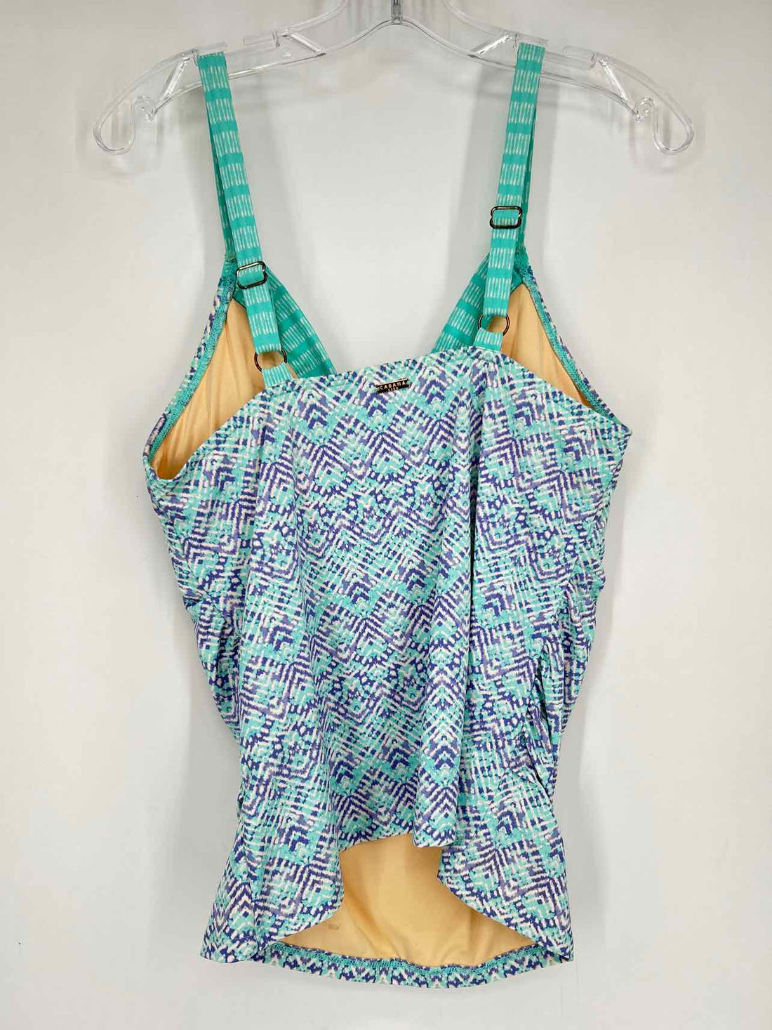 Cabana Life Size L Aqua & Purple Print Swimsuit Top Only