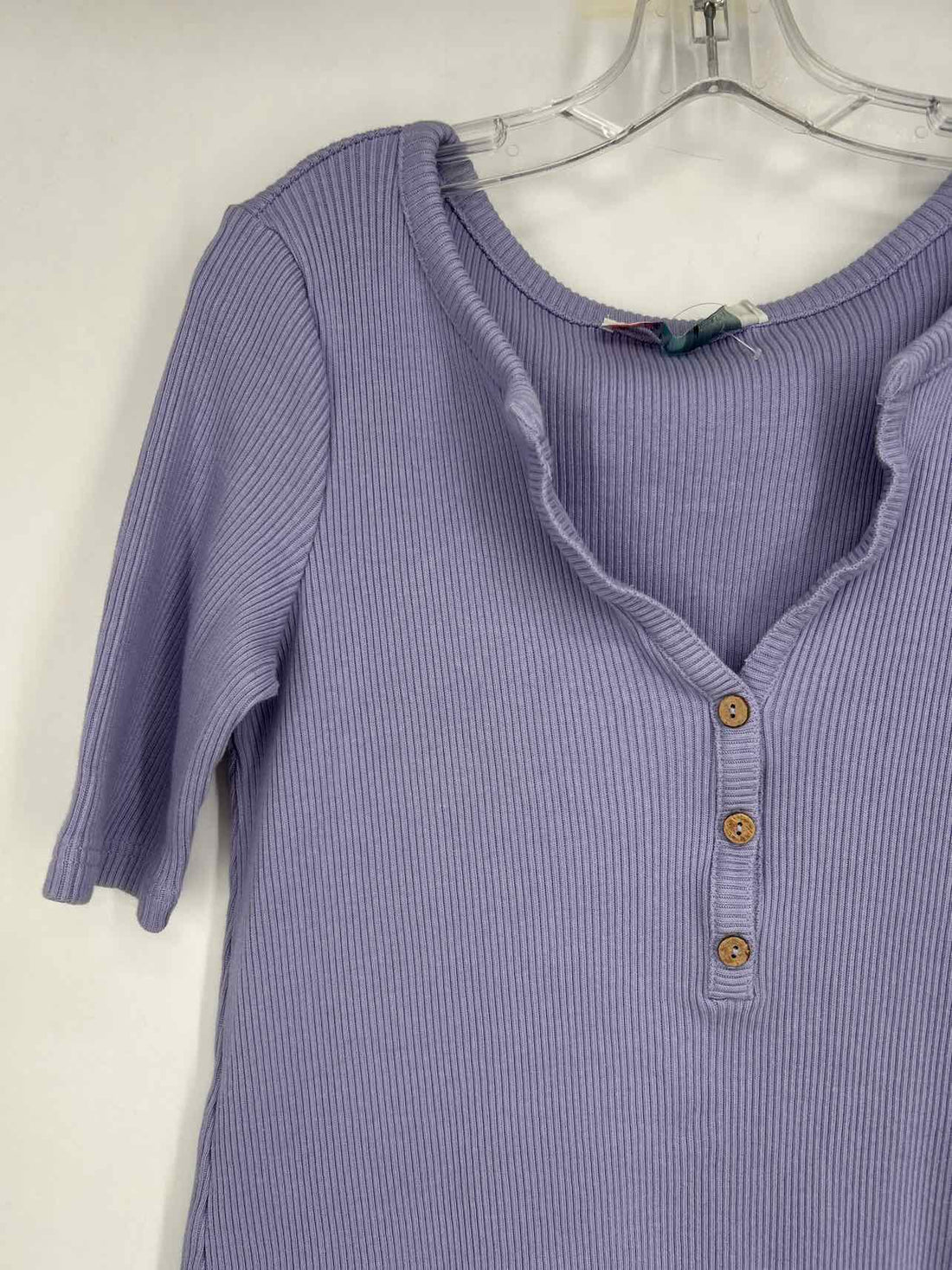 FP Beach Size L Light Purple Ribbed Short Sleeve