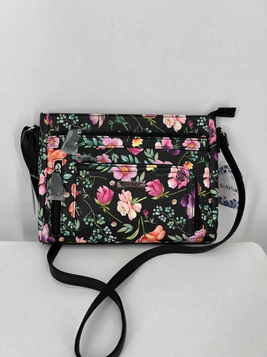 Multi Sac Black Floral NWT Crossbody