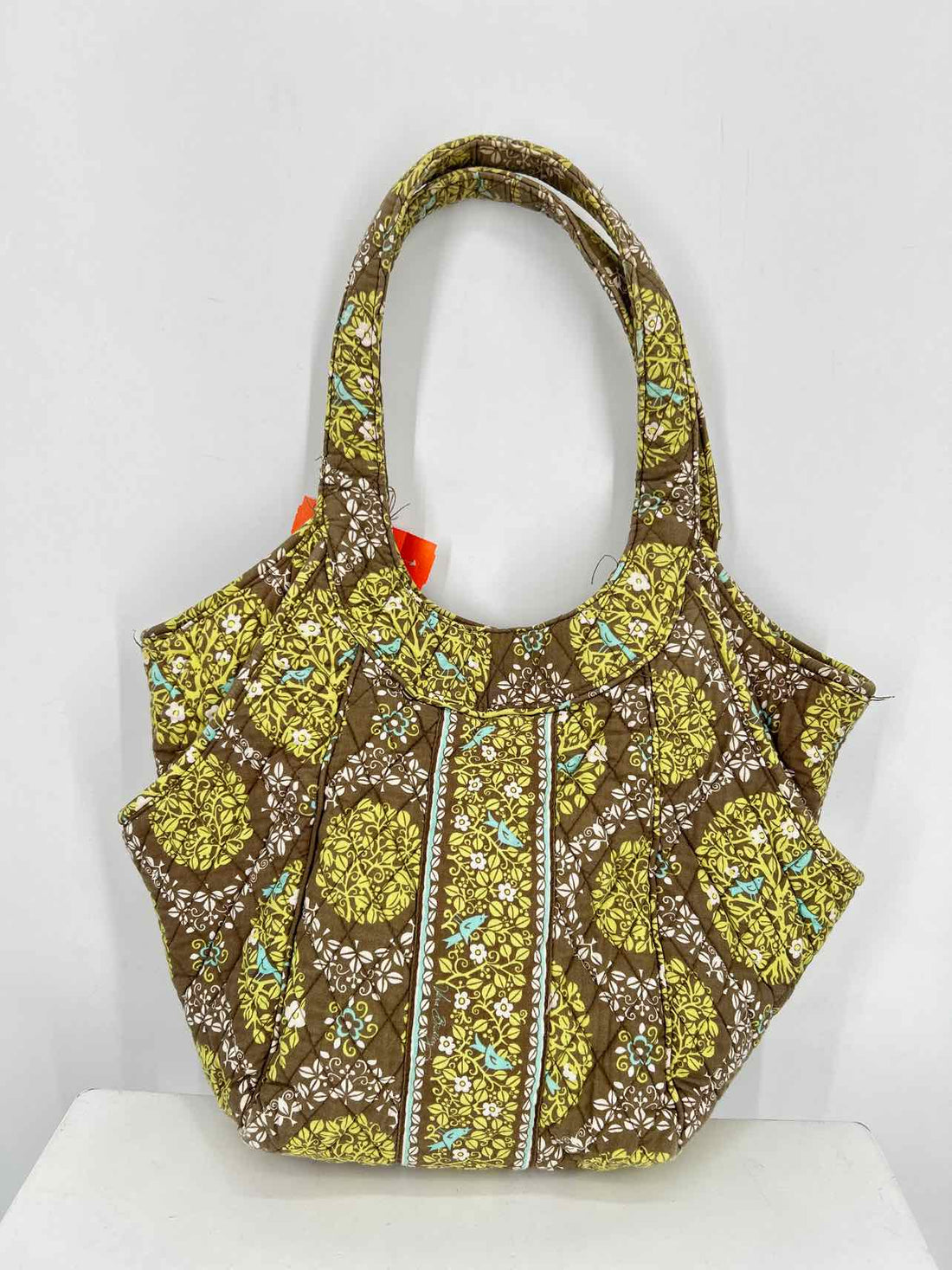 Vera Bradley Brown & Light Green Print Quilted Pre Owned Tote