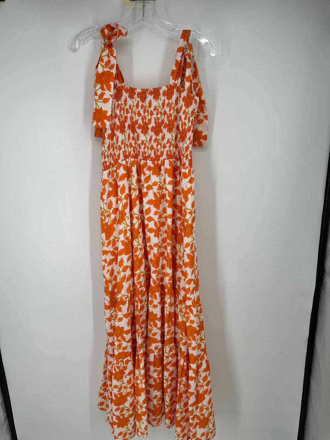Victoria Dunn Size M Orange & White Print Sleeveless Dress