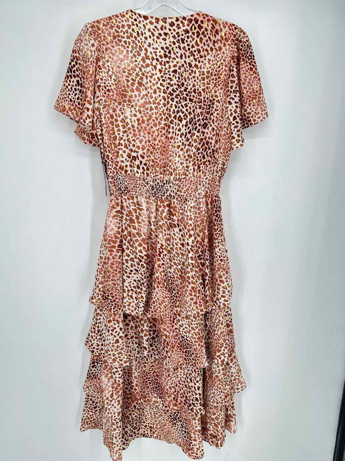 Vince Camuto Size S Blush Leopard Shimmer Short Sleeve Dress