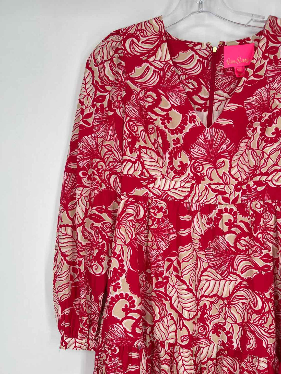 Lilly Pulitzer 00 Red & Beige Long Sleeve Lilly Pulitzer Dress