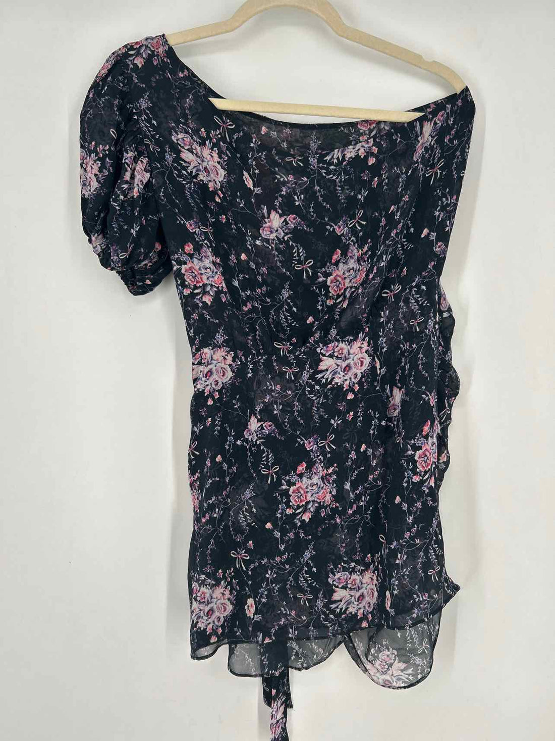 Love Shack Fancy Size XS Navy Floral One Shoulder Dress