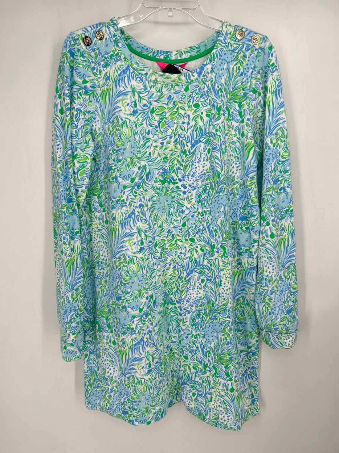 Lilly Pulitzer L White Blue & Green Long Sleeve Lilly Pulitzer Dress