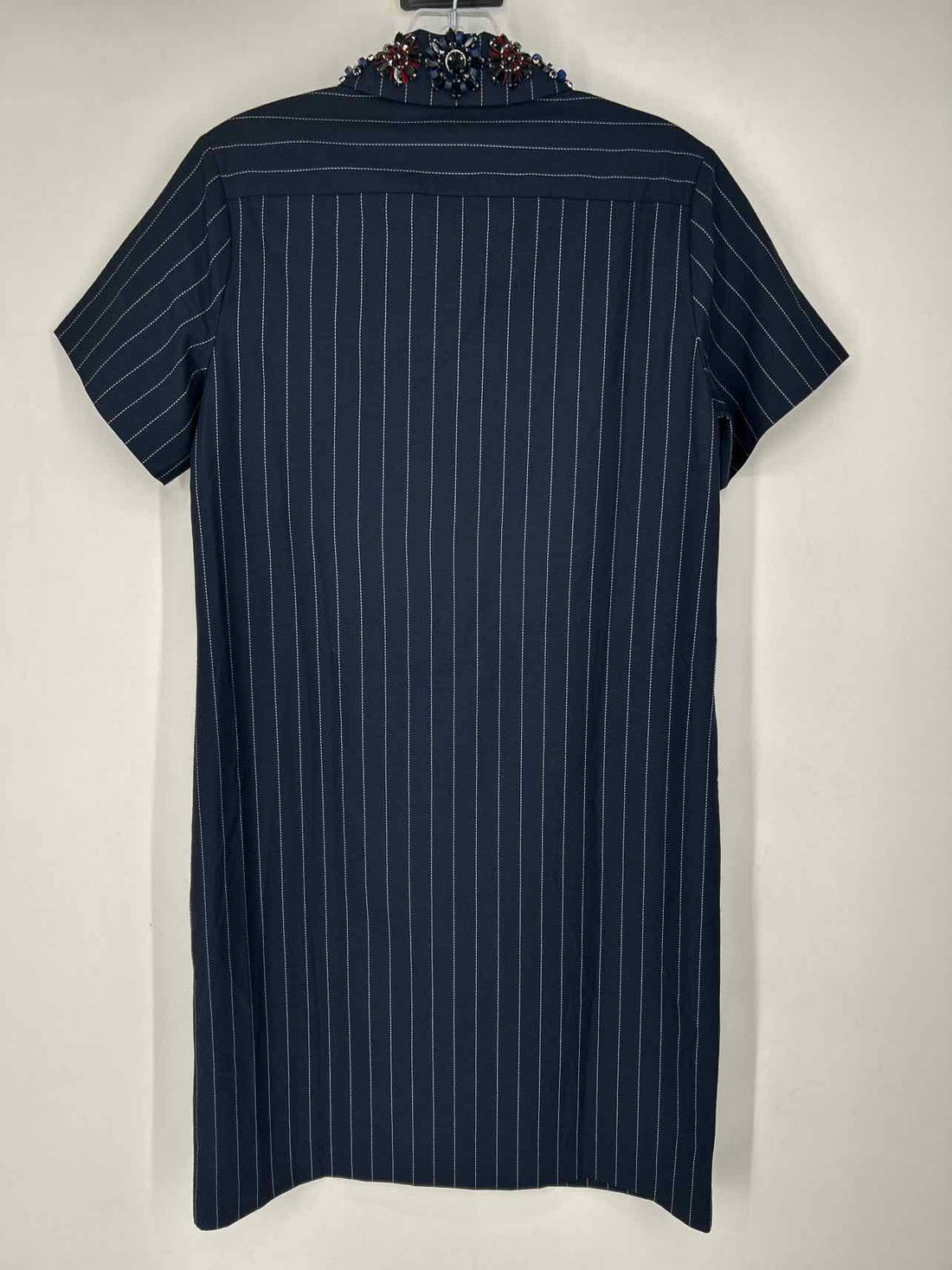 Banana Republic Size XSP Navy Pin Stripe Embellished Short Sleeve Dress