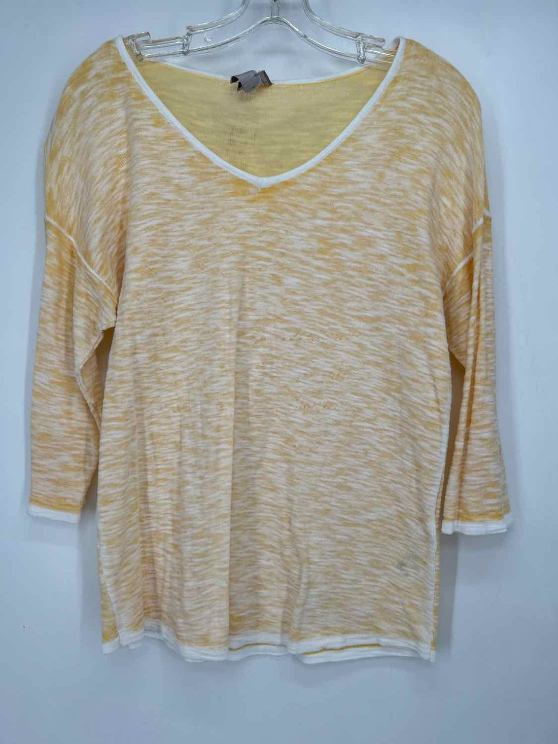 Chicos Size 2(12) Yellow & White Long Sleeve