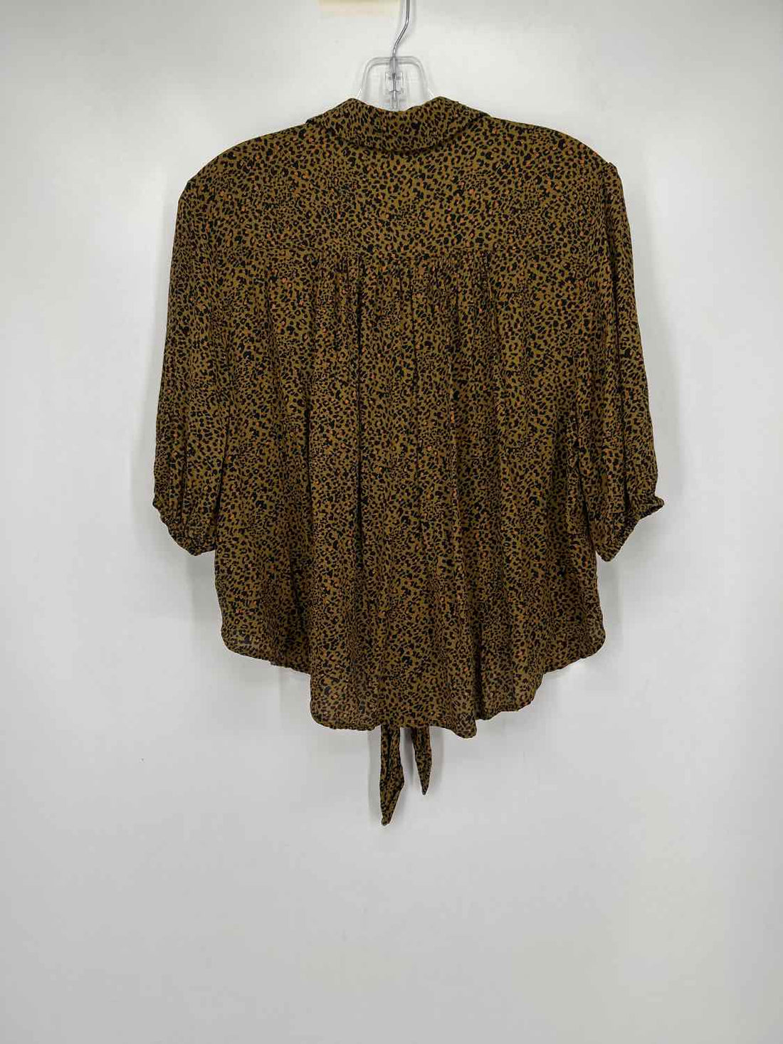Free People Size L Brown Leopard Short Sleeve