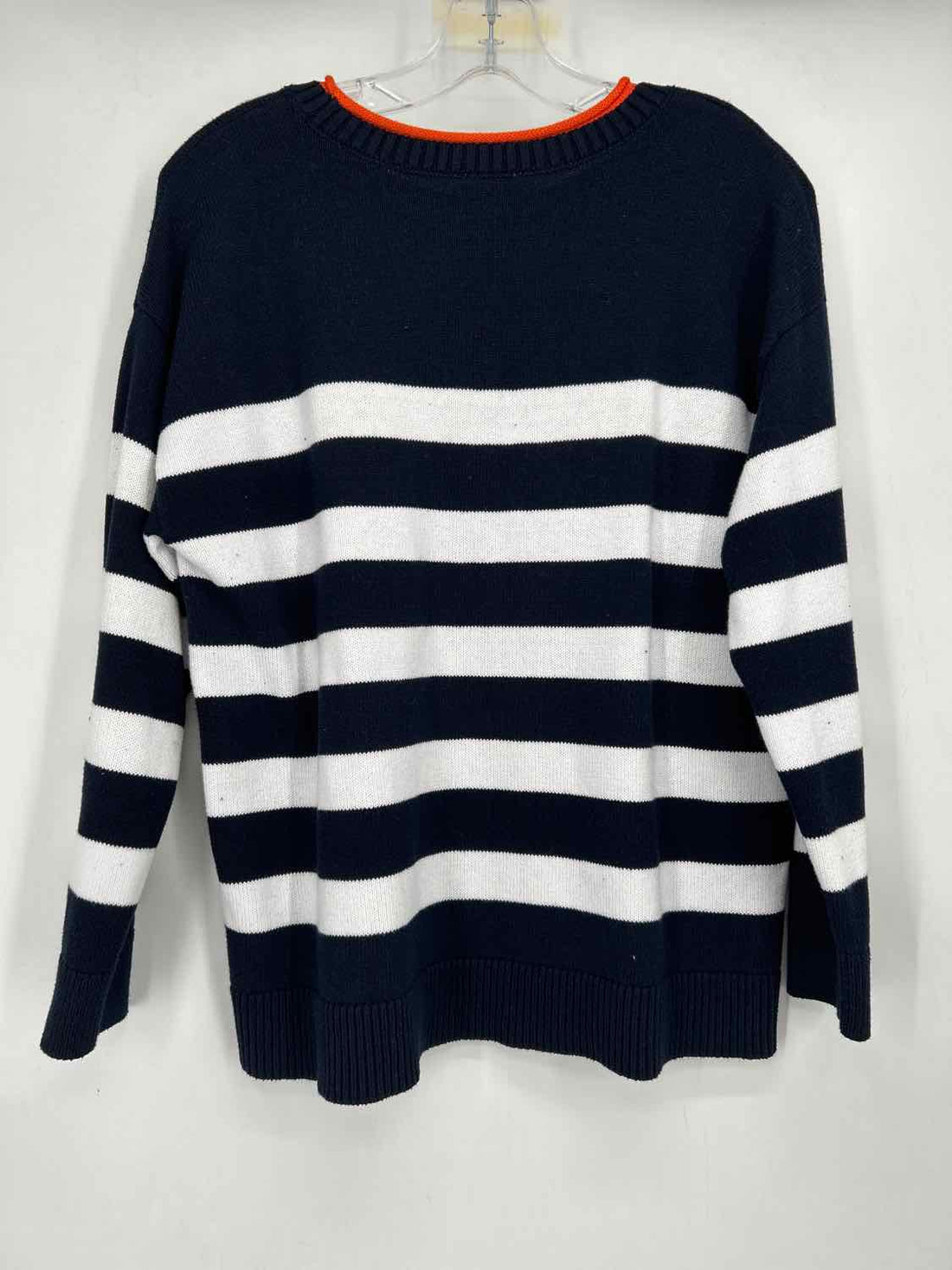 T By Talbots Size LP Navy & White Striped Sweater