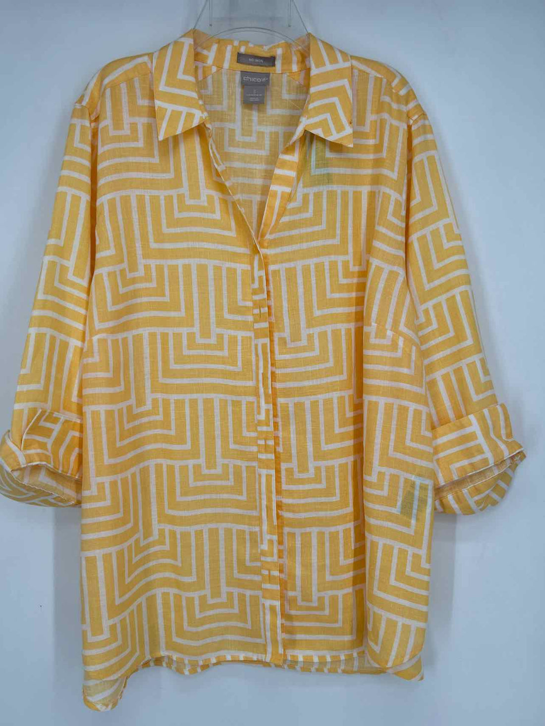 Chicos Size 3 (16/18) Yellow & White Long Sleeve