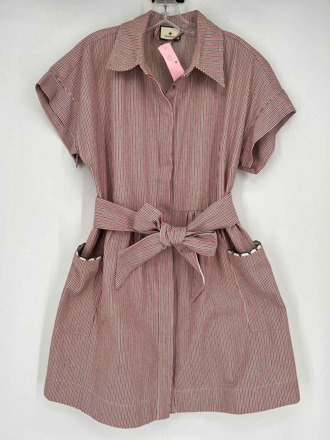 Tuckernuck Size L Red White & Blue Stripe Short Sleeve Dress